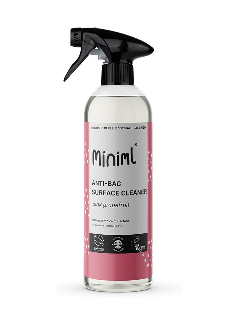 Miniml Eco Antibacterial Surface Cleaner Spray 750ml Grapefruit Scented Multi-Purpose Disinfectant, Natural Plant-Based, Vegan & Cruelty-Free Anti-Bac Cleaning Formula - Image 1