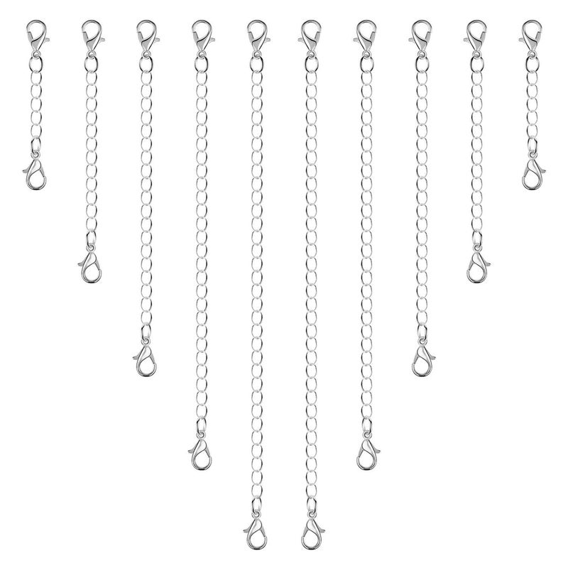Anezus 10Pcs Necklace and Bracelet Extenders Silver, Chain Extenders for Jewelry Making (Assorted Sizes) - Image 1