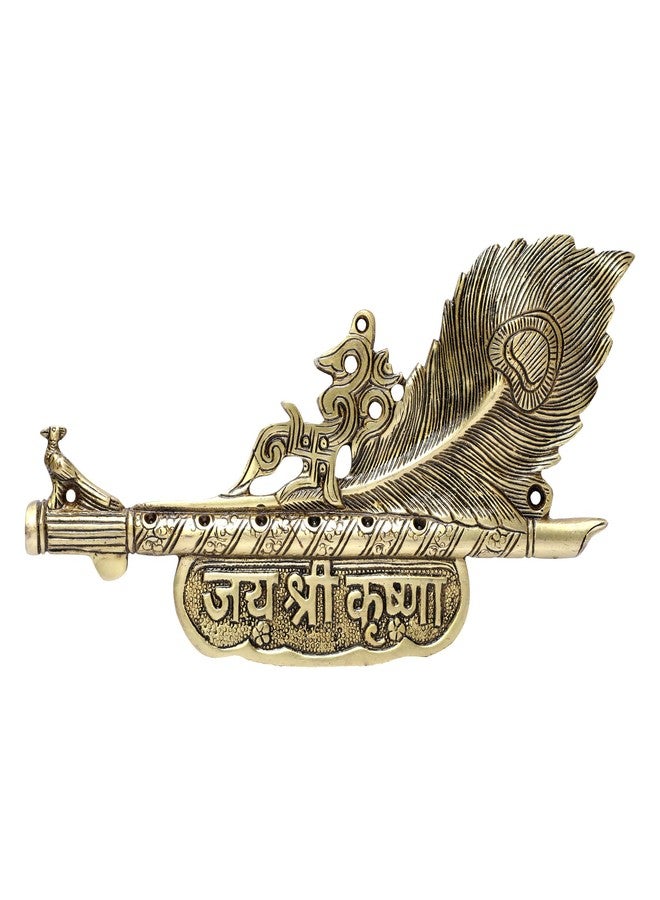 Mla's Decor Krishna Morpankh Brass Wall Hanging (10 x 6 Inches, Multicolour, Pack Of 1) - Image 1