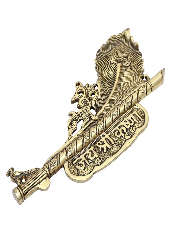 Mla's Decor Krishna Morpankh Brass Wall Hanging (10 x 6 Inches, Multicolour, Pack Of 1) - Image 2