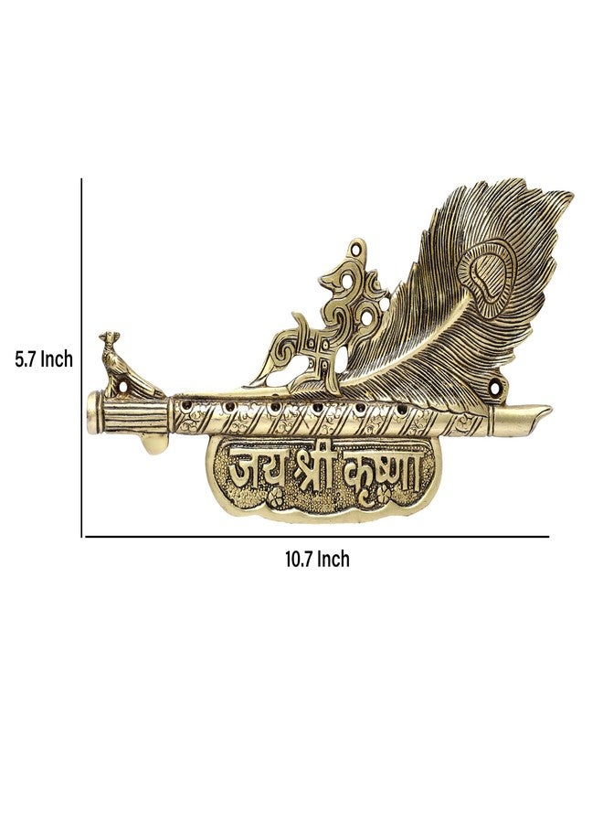 Mla's Decor Krishna Morpankh Brass Wall Hanging (10 x 6 Inches, Multicolour, Pack Of 1) - Image 4