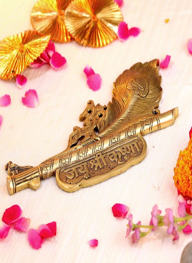 Mla's Decor Krishna Morpankh Brass Wall Hanging (10 x 6 Inches, Multicolour, Pack Of 1) - Image 5