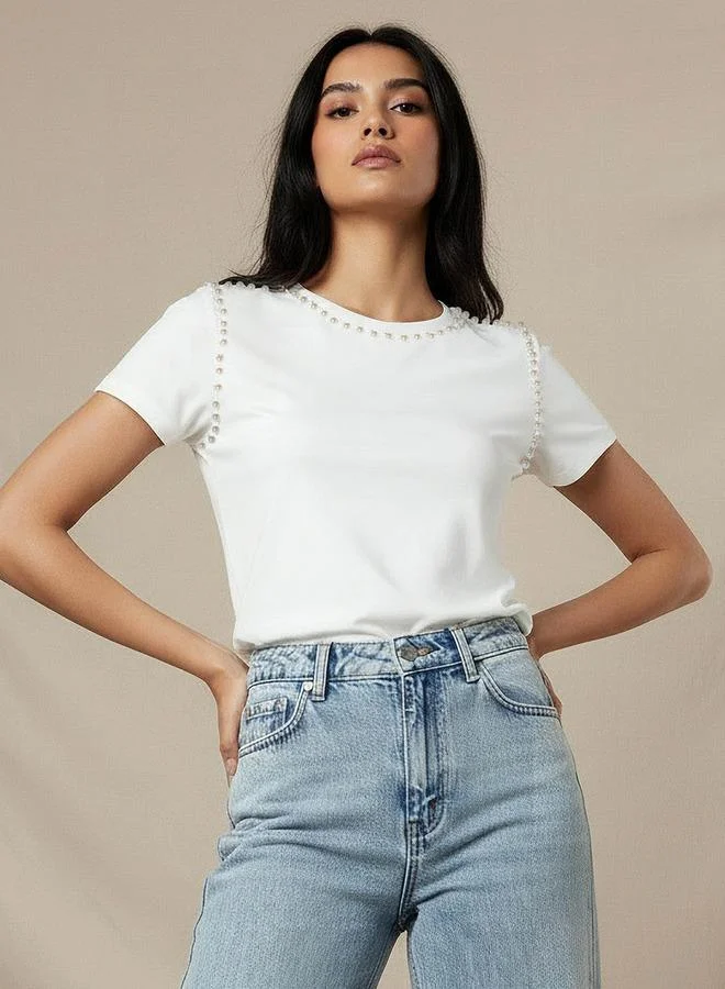 تواكستريمز 2Xtremz T-shirt with Pearl Embellishment