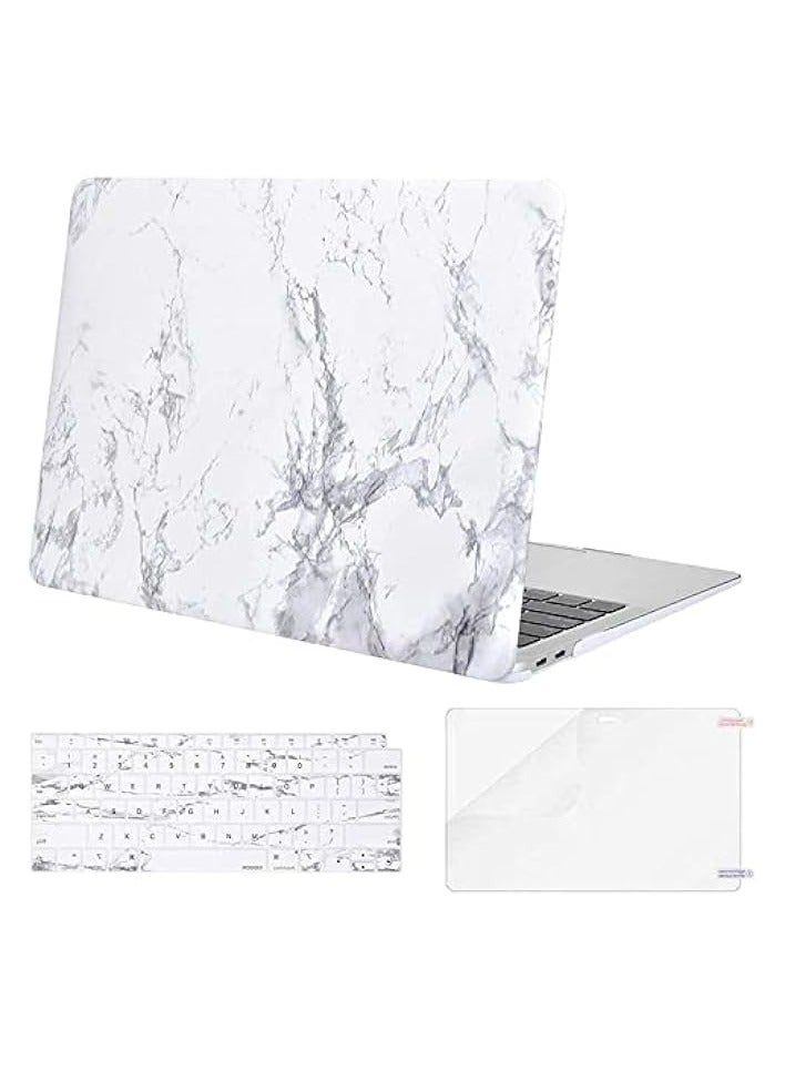 Mosiso Compatible with MacBook Air 13 inch Case 2022 2021 2020 2019 2018 Release A2337 M1 A2179 A1932 Retina Display Touch ID, Plastic Pattern Hard Case&Keyboard Cover&Screen Protector, White Marble - Image 1