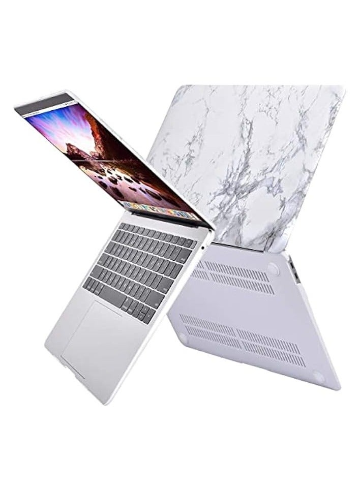 Mosiso Compatible with MacBook Air 13 inch Case 2022 2021 2020 2019 2018 Release A2337 M1 A2179 A1932 Retina Display Touch ID, Plastic Pattern Hard Case&Keyboard Cover&Screen Protector, White Marble - Image 2