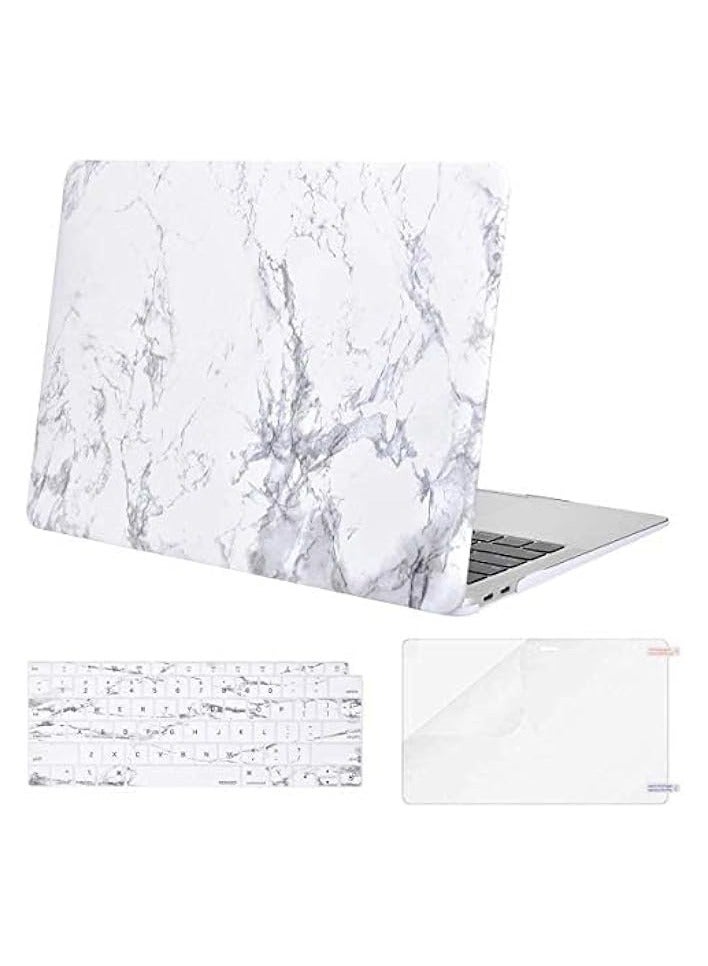 Mosiso Compatible with MacBook Air 13 inch Case 2022 2021 2020 2019 2018 Release A2337 M1 A2179 A1932 Retina Display Touch ID, Plastic Pattern Hard Case&Keyboard Cover&Screen Protector, White Marble - Image 4
