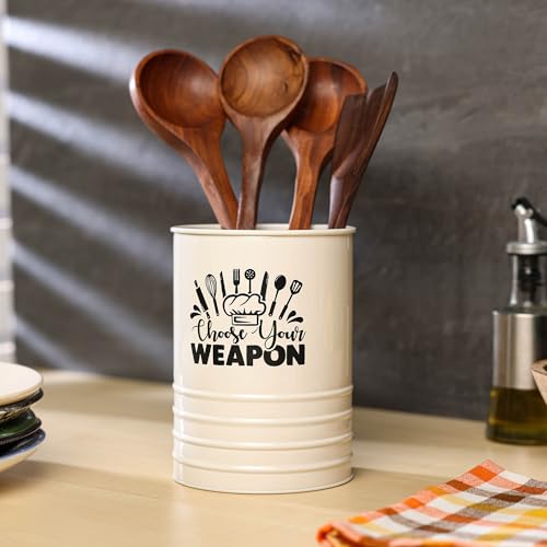 dudki Metal Cutlery Holder & Spoon Stand for Kitchen - Spoon, Knife, Fork, Chopstick, Cutlery Holder Kitchen Organizer Stand Dining Multifunctional Stand Choos Your Weapon (Beige) - Image 3