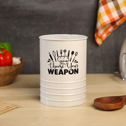 dudki Metal Cutlery Holder & Spoon Stand for Kitchen - Spoon, Knife, Fork, Chopstick, Cutlery Holder Kitchen Organizer Stand Dining Multifunctional Stand Choos Your Weapon (Beige) - Image 5