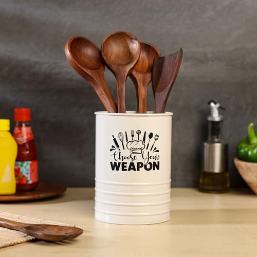 dudki Metal Cutlery Holder & Spoon Stand for Kitchen - Spoon, Knife, Fork, Chopstick, Cutlery Holder Kitchen Organizer Stand Dining Multifunctional Stand Choos Your Weapon (Beige) - Image 4