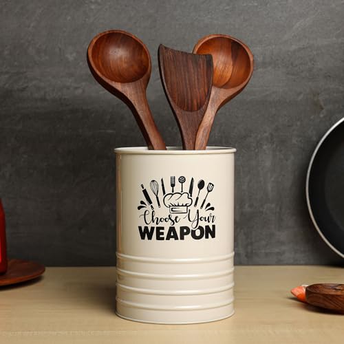 dudki Metal Cutlery Holder & Spoon Stand for Kitchen - Spoon, Knife, Fork, Chopstick, Cutlery Holder Kitchen Organizer Stand Dining Multifunctional Stand Choos Your Weapon (Beige) - Image 1