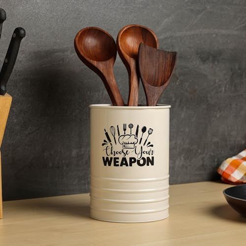dudki Metal Cutlery Holder & Spoon Stand for Kitchen - Spoon, Knife, Fork, Chopstick, Cutlery Holder Kitchen Organizer Stand Dining Multifunctional Stand Choos Your Weapon (Beige) - Image 2