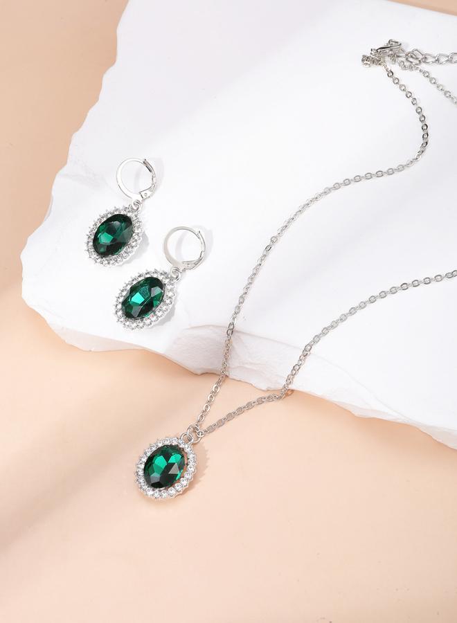 تايك تو طقم مجوهرات عقد وأقراط مزينة بأحجار الراين - Image 4