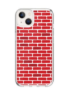 Classic Clear Case for Apple iPhone 15 Hybrid Soft Case Flexible Edges Anti Drop TPU PC Gel Thin Transparent Cover [ Designed for Apple iPhone 15 ] - Red bricks wall Full Print