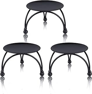 Dedoot Black Candle Holder,  Set of 3 Iron Pillar Candle Plate Small-2.5inch Decorative Decorative Small Candle Stick - Image 1