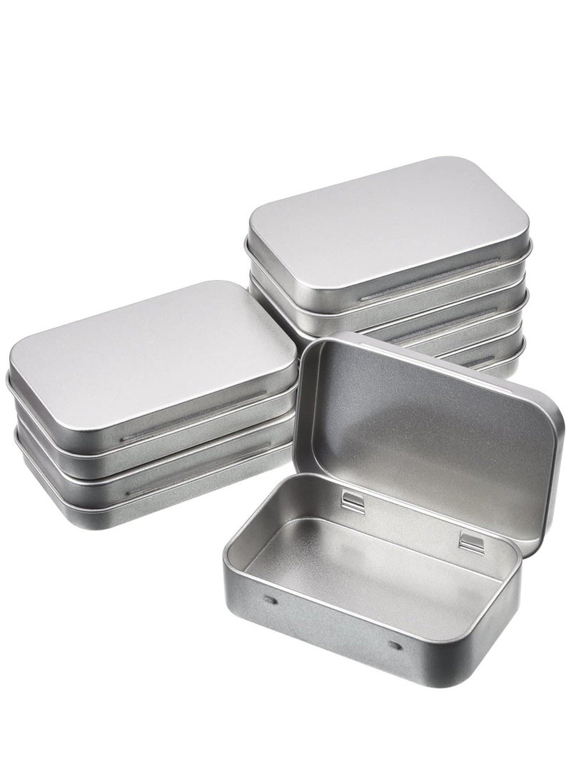 6 Pack Metal Tins Container Rectangular 3.75 x 2.45 x 0.8 Inch Mini Tin Box Small Storage Kit Containers Portable Hinged Tins Box for Storage Earphone Charging Cables Cards Home Organizer  - Image 1
