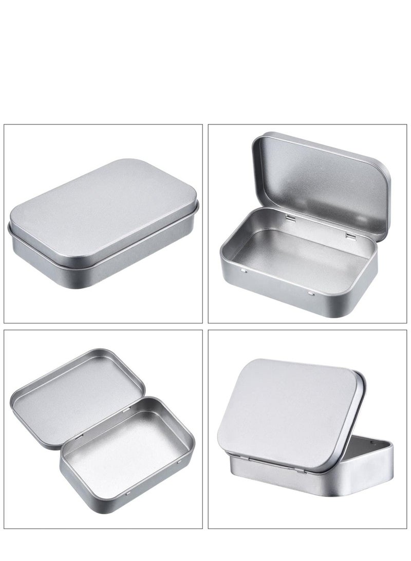 6 Pack Metal Tins Container Rectangular 3.75 x 2.45 x 0.8 Inch Mini Tin Box Small Storage Kit Containers Portable Hinged Tins Box for Storage Earphone Charging Cables Cards Home Organizer  - Image 3