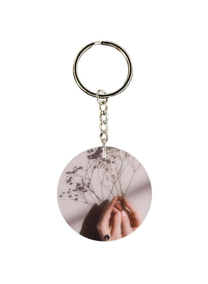 RKN Hands Hold Plant Printed Keychain