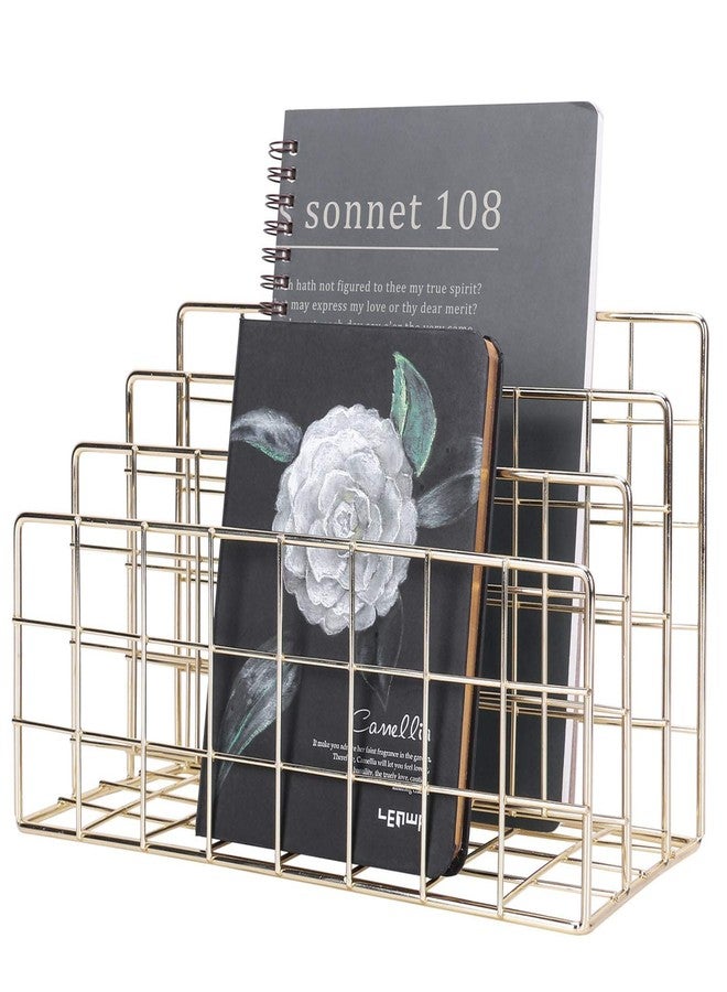 Simmer Stone Letter SorterOrganizer for Desk, Premium Plated Metal Mail Holder, 3-Slot Ultra-Stable Non-Wobbling Desktop Organizer for Envelopes, Documents, Palettes, 9.5 x 4.7 x 6 Inche, Gold - Image 1