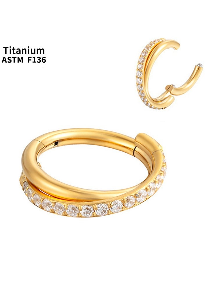 إينوشا خاتم أنف التيتانيوم الذهبي للنساء | مرصع بماس ابروسكي | دائري مضاد للحساسية | هدايا فاخرة - Image 1