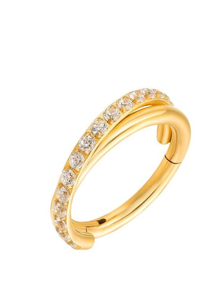 إينوشا خاتم أنف التيتانيوم الذهبي للنساء | مرصع بماس ابروسكي | دائري مضاد للحساسية | هدايا فاخرة - Image 4