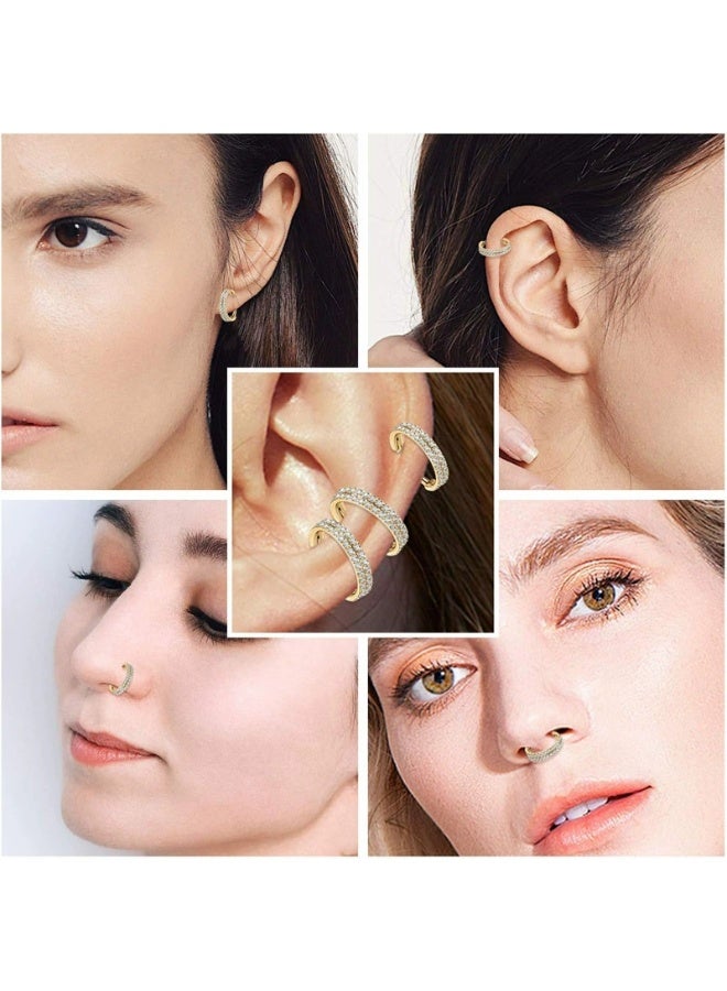 إينوشا خاتم أنف التيتانيوم الذهبي للنساء | مرصع بماس ابروسكي | دائري مضاد للحساسية | هدايا فاخرة - Image 5