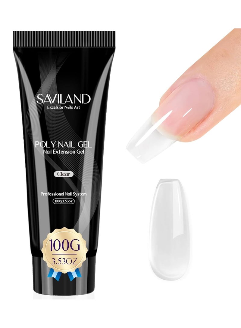 Saviland Large Clear Poly Gel 100g – Professional Nail Extension Gel | Long-Lasting, Vegan, Non-Toxic Builder Gel for Natural-Looking Salon-Quality Nails - Image 1