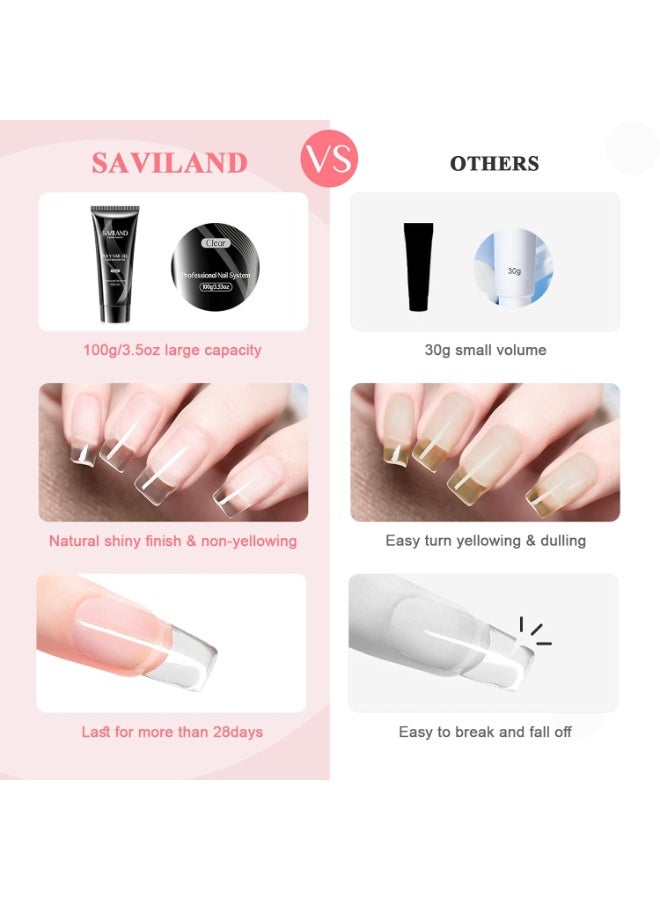 Saviland Large Clear Poly Gel 100g – Professional Nail Extension Gel | Long-Lasting, Vegan, Non-Toxic Builder Gel for Natural-Looking Salon-Quality Nails - Image 2