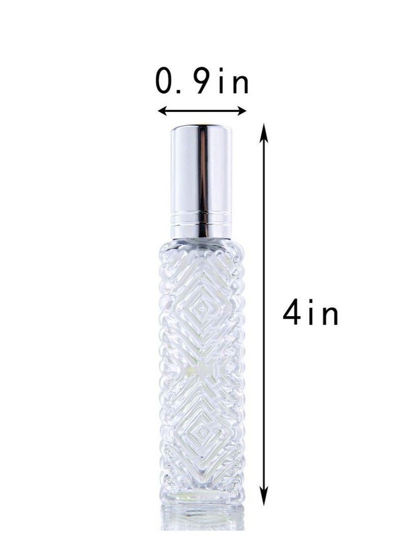 12Pcs Empty Perfume Atomizer,Engraved Taj Mahal Style Clear Glass Atomizer Spray Bottles Refillable for Essential Oil,Packed with Funnels Pipettes Dispensers