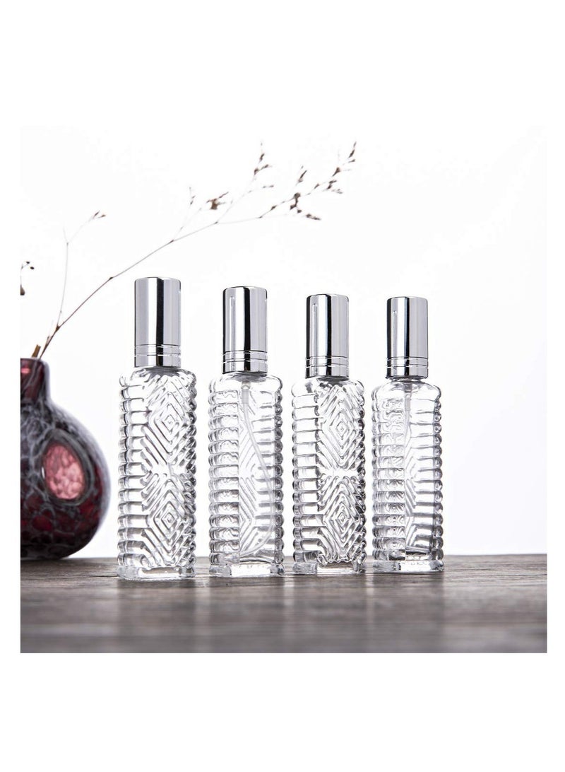 12Pcs Empty Perfume Atomizer,Engraved Taj Mahal Style Clear Glass Atomizer Spray Bottles Refillable for Essential Oil,Packed with Funnels Pipettes Dispensers