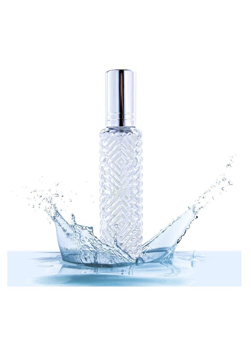 12Pcs Empty Perfume Atomizer,Engraved Taj Mahal Style Clear Glass Atomizer Spray Bottles Refillable for Essential Oil,Packed with Funnels Pipettes Dispensers