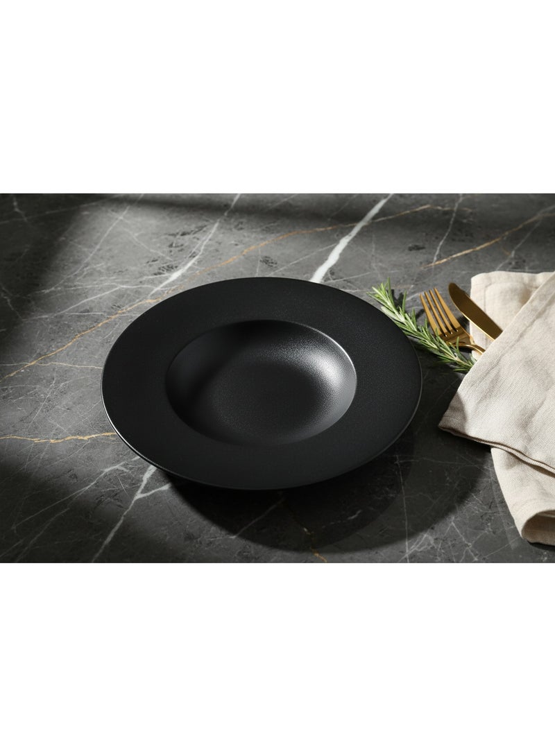 AKDC Barlee 27cm Matte Black Ceramic Deep Dinner Plate, Soup Plate - Image 3