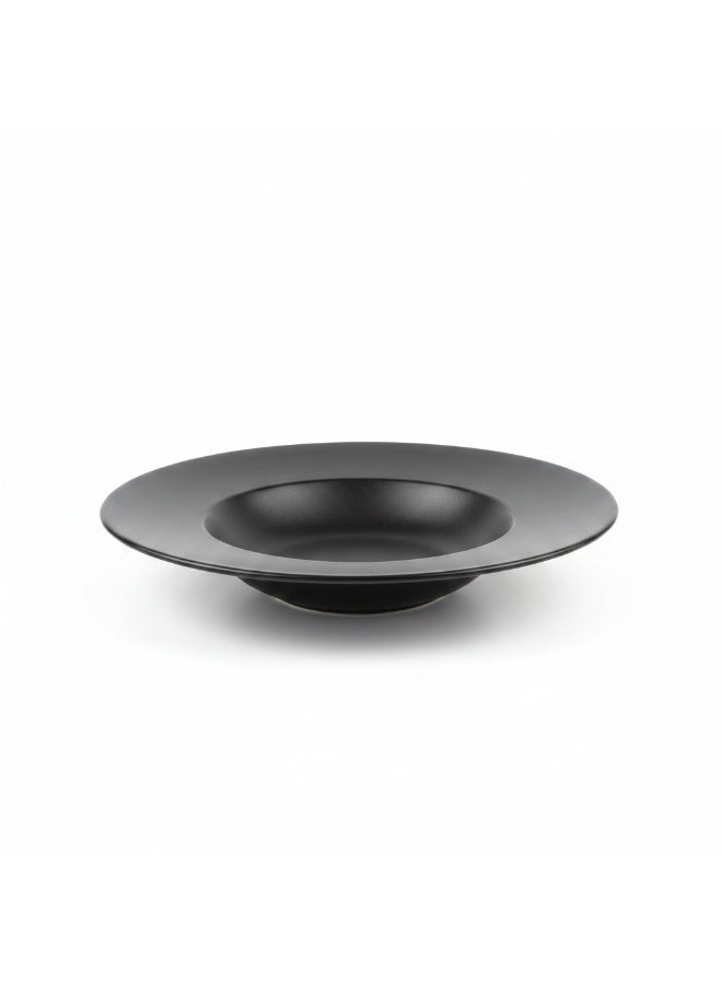 AKDC Barlee 27cm Matte Black Ceramic Deep Dinner Plate, Soup Plate - Image 1