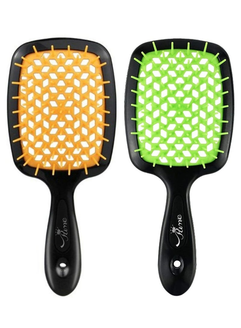 فرشاة شعر احترافية لفك تشابك الشعر، فرشاة فائقة لتدليك فروة الرأس، مشط مجداف، مشط مضلع بفتحات تهوية لفك تشابك الشعر، فرشاة لفك تشابك الشعر طويلة وسميكة ورقيقة ومجعد وجاف ورطب، مجموعة من 2 - Image 2