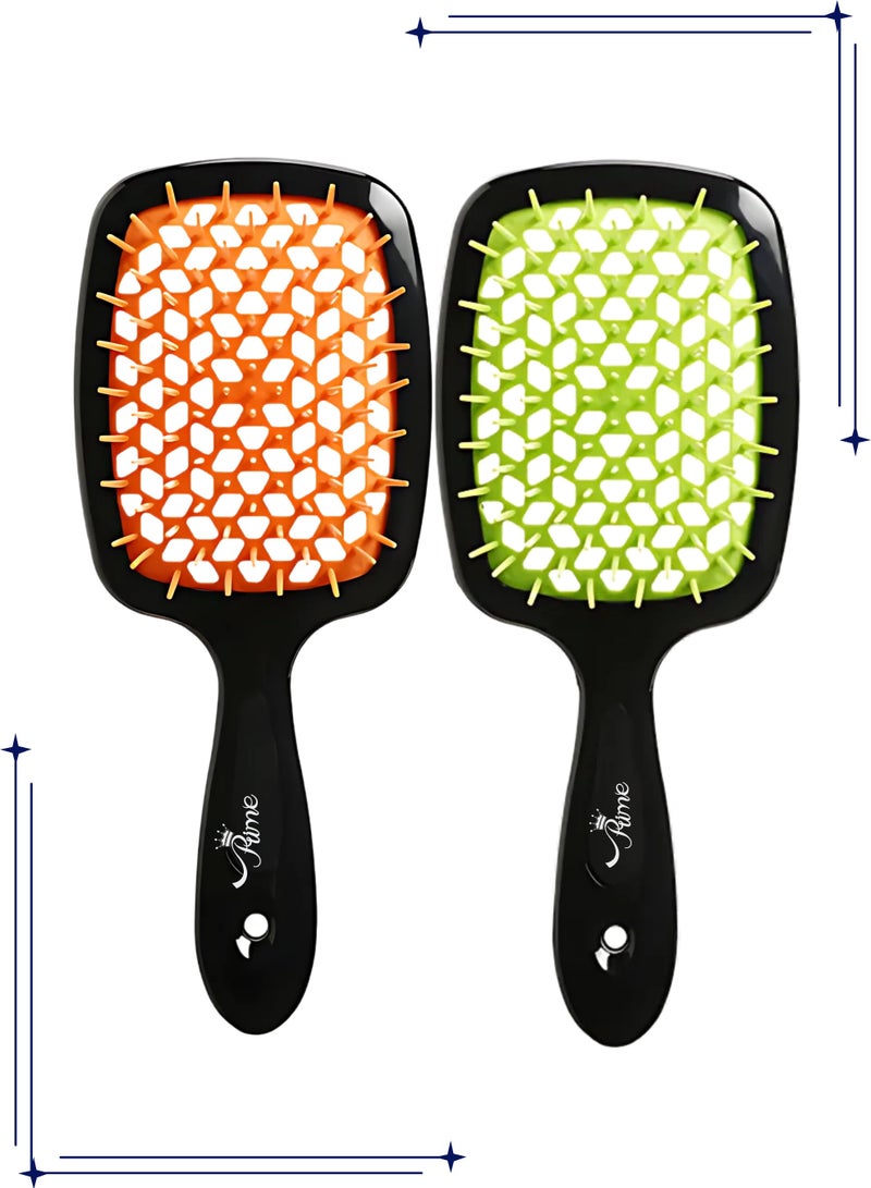 فرشاة شعر احترافية لفك تشابك الشعر، فرشاة فائقة لتدليك فروة الرأس، مشط مجداف، مشط مضلع بفتحات تهوية لفك تشابك الشعر، فرشاة لفك تشابك الشعر طويلة وسميكة ورقيقة ومجعد وجاف ورطب، مجموعة من 2 - Image 1