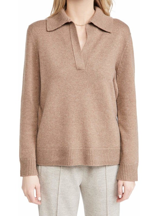 VINCE Women's Raglan Sleeve Polo, H Chestnut, XXS - Image 1