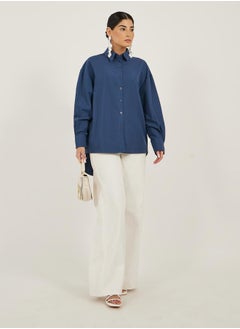 Styli Oversized Spread Collar Longline Shirt  - Image 2