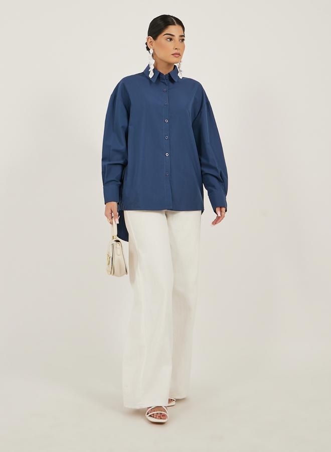 Styli Oversized Spread Collar Longline Shirt - Image 2