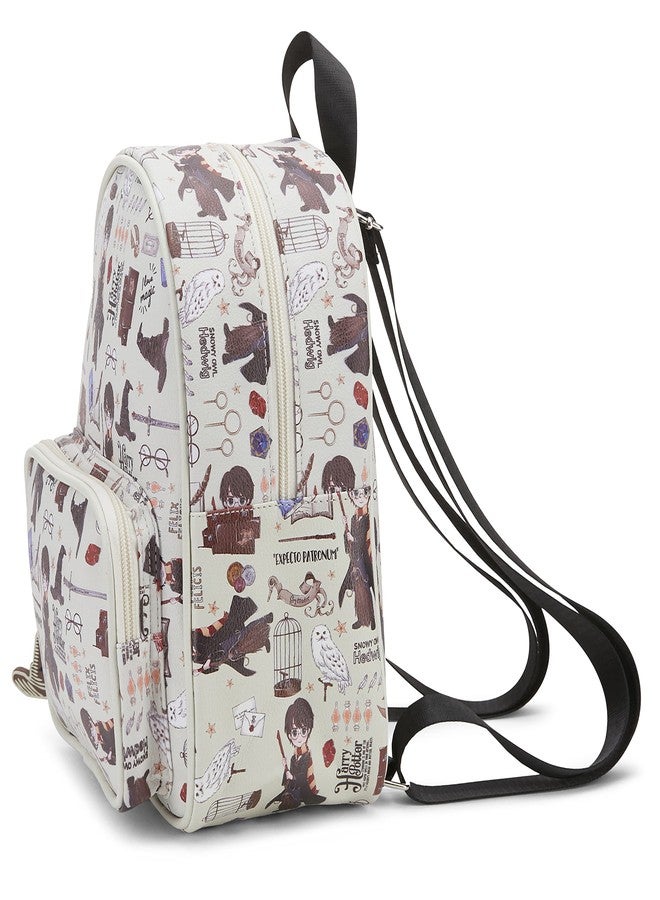 Harry Potter Wizarding World Magic Mini Purse Backpack with Hogwarts Allover Icon Print, 10.5 Inches, Adjustable Straps, Faux Leather - Image 2