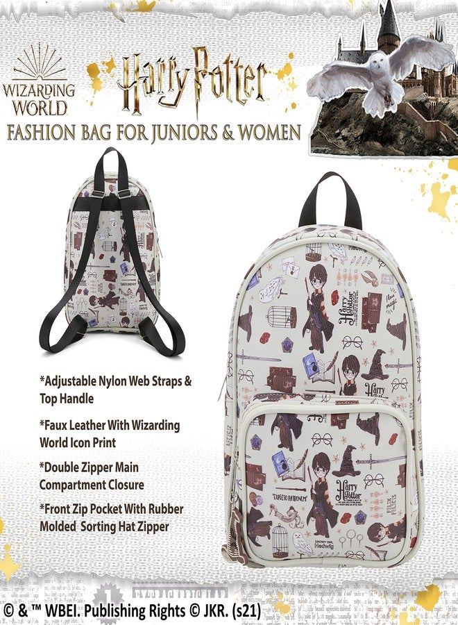 Harry Potter Wizarding World Magic Mini Purse Backpack with Hogwarts Allover Icon Print, 10.5 Inches, Adjustable Straps, Faux Leather - Image 4