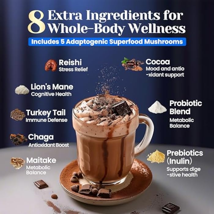 Venture Pal Natural Mushroom Hot Cocoa for Sleep, 3mg Melatonin with Magnesium Glycinate, Reishi & L-Theanine, Sugar Free, 30 Servings - Image 5