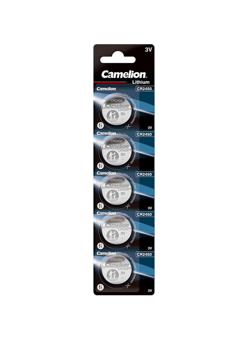 Camelion - خلايا زر ليثيوم كاميلون 2450/b5 CR2450 (عبوة من 5) فضية - Image 1