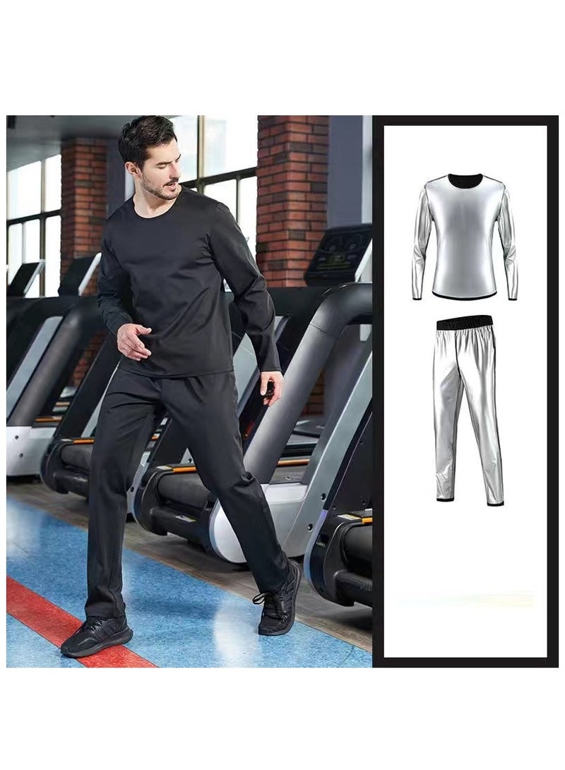 RATSAW Sauna Suit Set for Men Sweat Sweating Shirt Long Sleeve Workout Suits Long Sleeve Top and Pants, Sweat Enhancing Workout Outfit for Weight Loss - Image 1