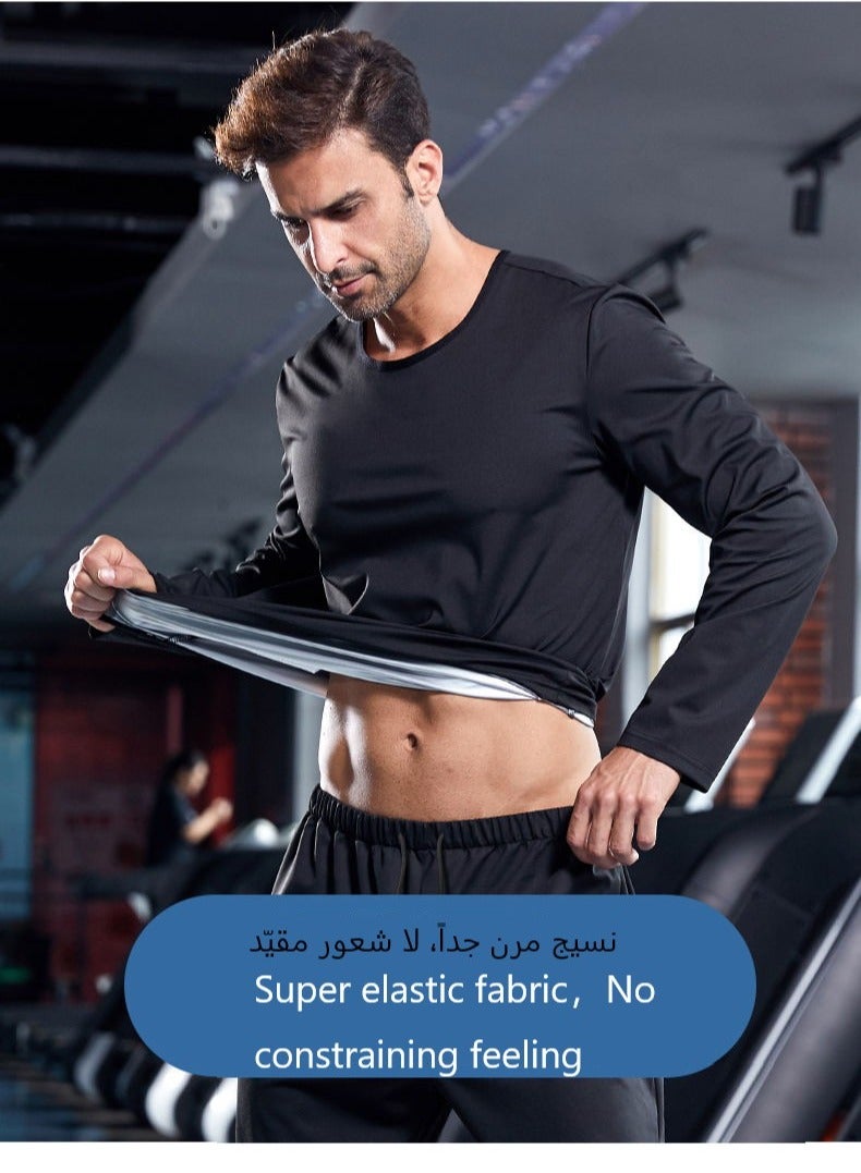 RATSAW Sauna Suit Set for Men Sweat Sweating Shirt Long Sleeve Workout Suits Long Sleeve Top and Pants, Sweat Enhancing Workout Outfit for Weight Loss - Image 2