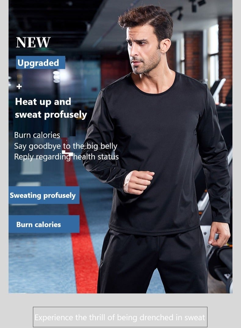 RATSAW Sauna Suit Set for Men Sweat Sweating Shirt Long Sleeve Workout Suits Long Sleeve Top and Pants, Sweat Enhancing Workout Outfit for Weight Loss - Image 5