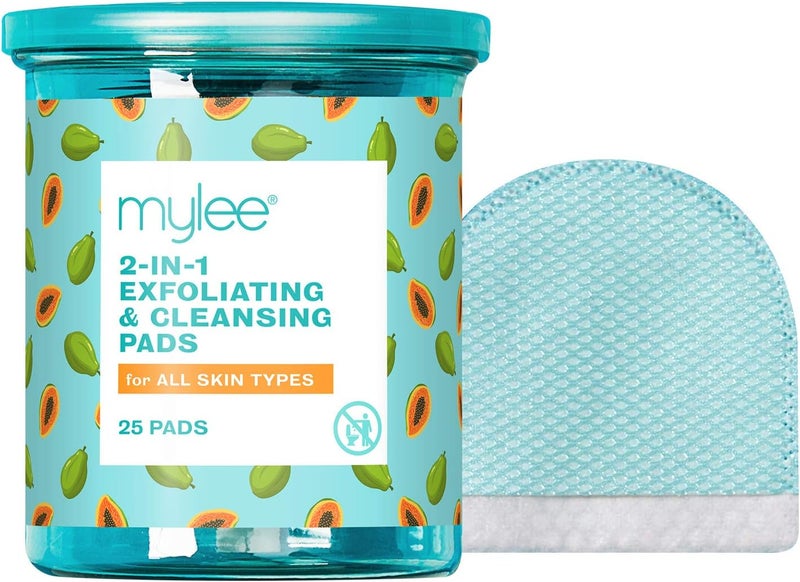 Mylee 2 in 1 Exfoliating Cleansing Pads Ideal for Travelling MakeUp Pads Vegan Cruelty Free 25 pads In Jar