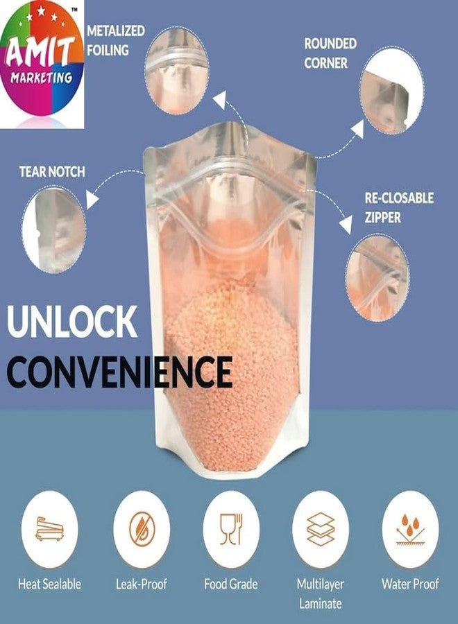 Amit Marketing Transparent Zip Lock Storage Stand Up Pouches | 260mm*180mm | Up to 1KG | Reusable, Leakproof & Airtight Multi-Purpose Storage Pouches with Self Sealing Technology (8*11 Size, Pack 50) - Image 4