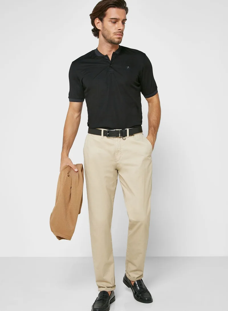 Robert Wood Grandad Collar Polo Shirt
