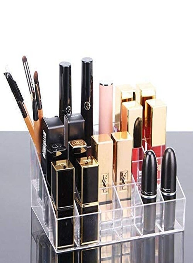 WOLTAX 24 Grid Acrylic Lipstick Holder Case Clear Makeup and Cosmetic Organizer Stand Shelf Makeup Holder - Image 3