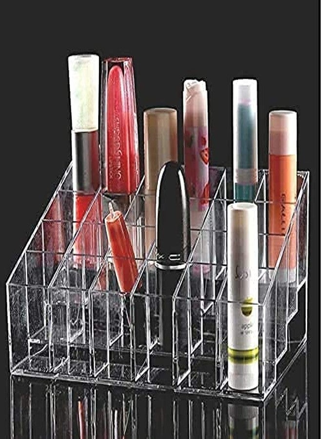 WOLTAX 24 Grid Acrylic Lipstick Holder Case Clear Makeup and Cosmetic Organizer Stand Shelf Makeup Holder - Image 2