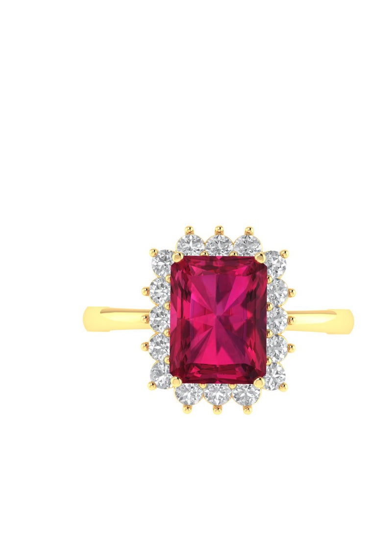Capri Gold Diana Emerald-Cut Ruby and Sparkling Diamond Ring in 18K Yellow Gold  - Image 1
